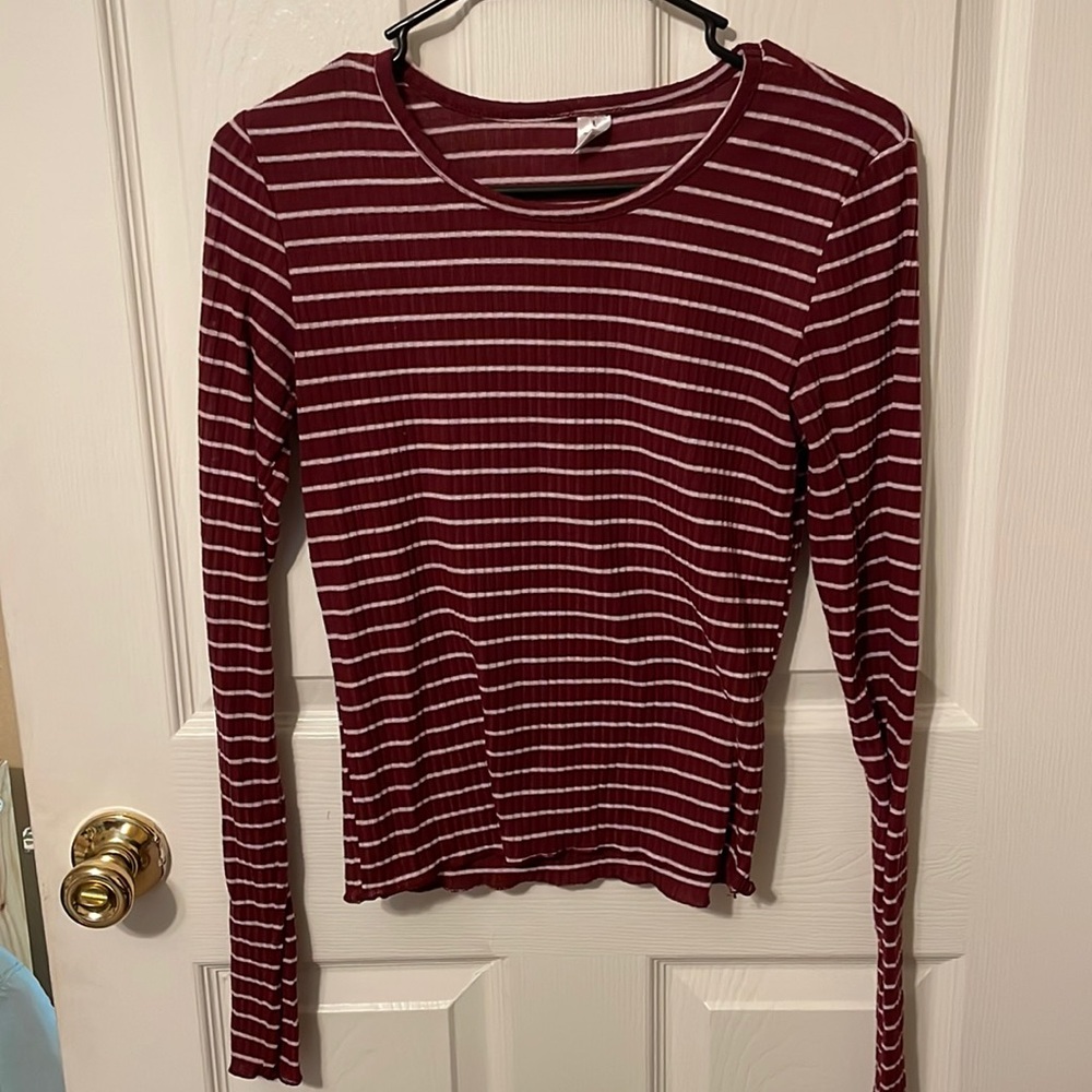 Red and White Striped Long Sleeve